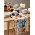 thumbnail image 3 of Table Runners 120 Inches Long Dress Scarves, Orange Pumpkin Thanksgiving Farmhouse Coffee/Dining/Kitchen Table Runner for Living Room, Fall Leaves Retro Plaid 13x120 Inch, 3 of 7