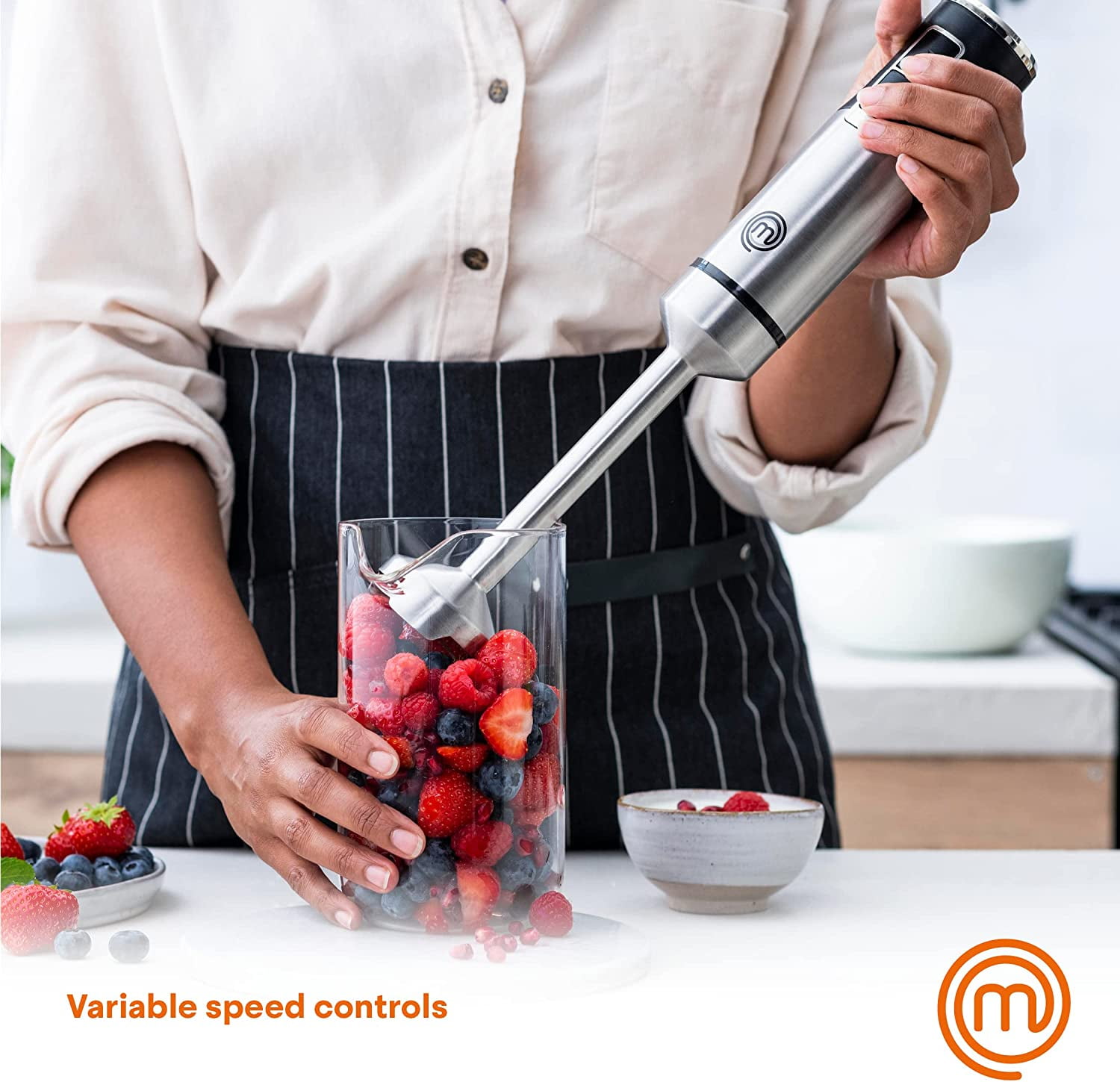 Immersion Blender Handheld with Electric Whisk & Milk Frother Attachments, Hand Held Stainless Steel Stick Emulsifier for Making  Food, Soup, Puree, Cake, Cappuccino, Latte etc, 400W