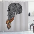 thumbnail image 1 of Ambesonne Indie Shower Curtain, Abstract Art Skull Beard, 69"Wx70"L, Black Pale Grey Orange, 1 of 3
