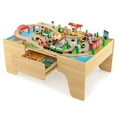 thumbnail image 1 of Gymax Kids Wooden Train Activity Playset w/ Solid Wood Tracks Large Storage Drawer, 1 of 10