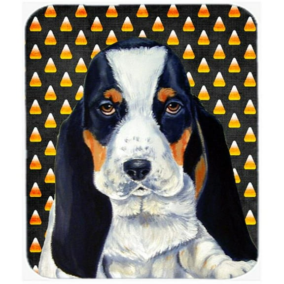 Carolines Treasures Basset Hound Candy Corn Halloween Portrait Mouse Pad