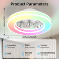 thumbnail image 6 of 16 Inch Small Ceiling Fans With LED Lights And Remote,RGBW Multi-Color,25W DC Quiet Motor,Reversible,6 Speeds,Low Profile, RGB+3 Colors,Compact,Bladeless,Flush Mount Ceiling Fixture, 6 of 10