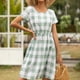thumbnail image 5 of Vestido con cuello en V, rejilla, vestido sexy, manga corta, ropa de verano para mujer, S, azul claro Eigraketly AP001223-17, 5 of 7