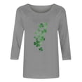 thumbnail image 4 of St. Patrick's Day Shirt for Women Cascading Glitter Clovers Graphic T-Shirt 3/4 Sleeve Crewneck Casual Soft Festival Apparel Charm Gift, 4 of 4