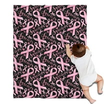 Breast Cancer Survivor Pink Ribbon Black Blanket,Comfortable Soft Flannel Throw Blanket,All Season,Warm Lightweight Blankets for Sofa Bed Couch Living Room Chair,30"x40"