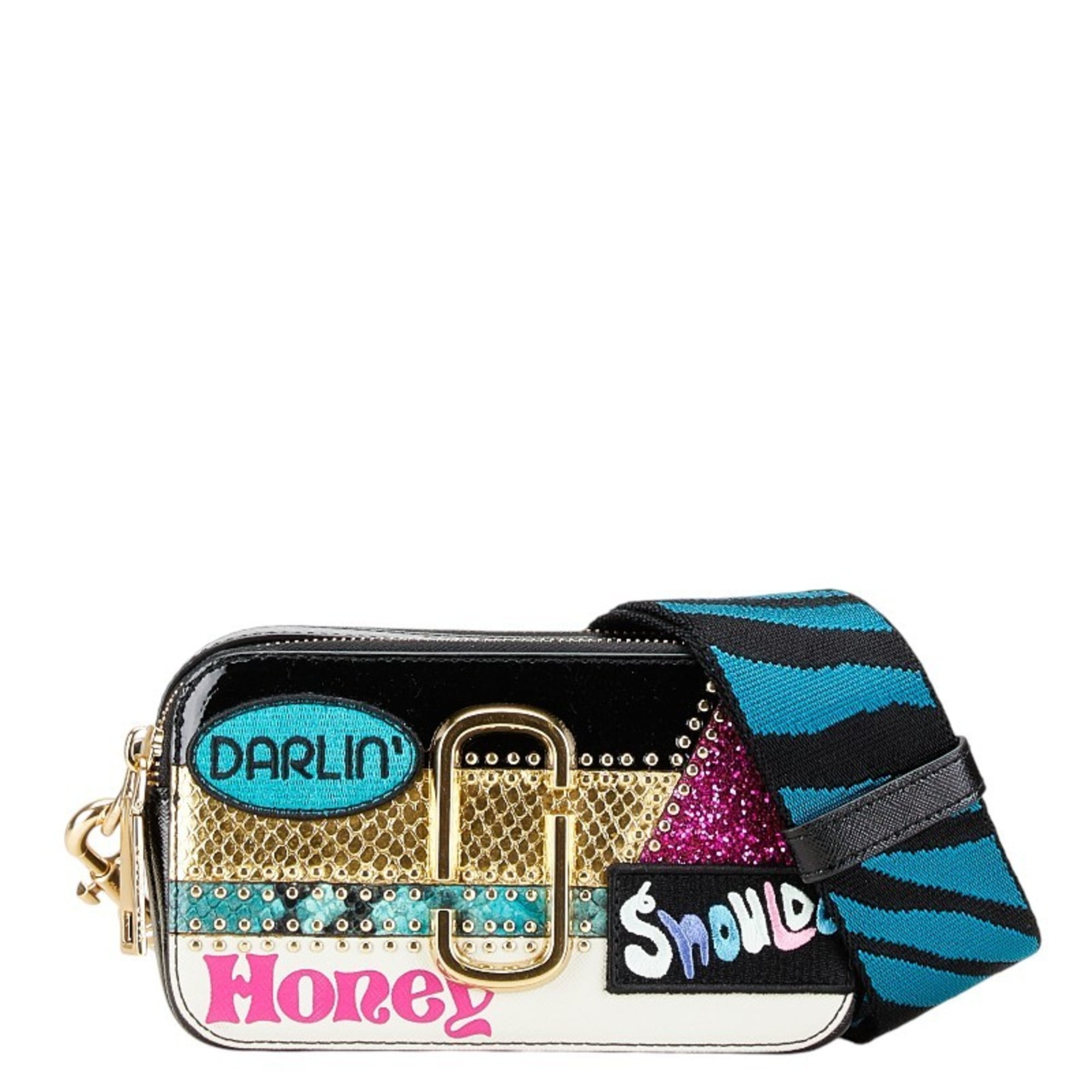 Marc Jacobs Snapshot Leather Shoulder Bag - Magenta Multi