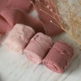 thumbnail image 4 of 3Pcs Fringe Chiffon Ribbon 2" x 5 Yards Handmade Frayed Ribbon for Bridal Bouquets crafts Wedding Invitations , Pink Series, 4 of 7