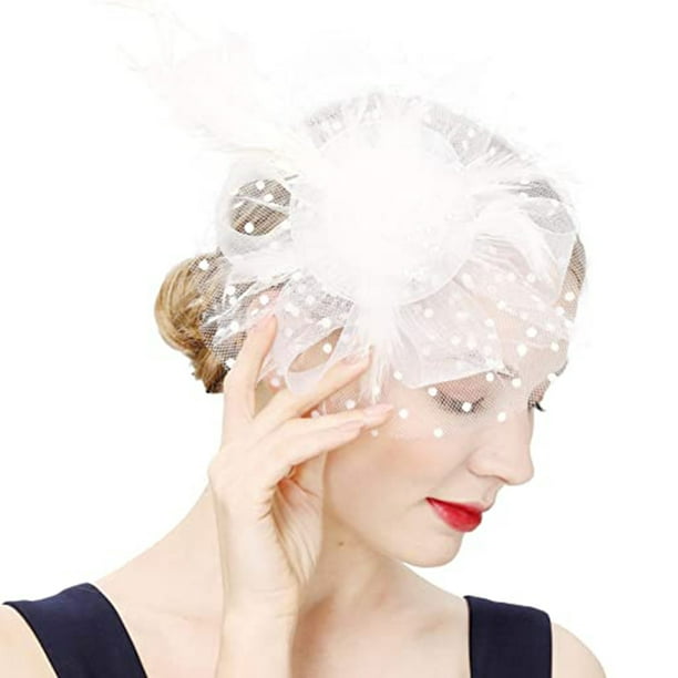 Sombreros para mujer de los años 50 con velo, flor, cóctel, boda, fiesta de té, iglesia, Derby, sombrero de malla, sombrero de copa, Jockey Club, accesorios para el cabello