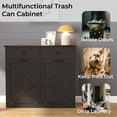 thumbnail image 4 of GZXS Rustic Farmhouse Trash Cabinet with Double Tilt-Out Compartments, Multi-Purpose Recycling & Laundry Sorter Organizer Cabinet with 2 Drawers, Fits 20 Gallon Trash Cans (Not Included), Black, 4 of 10