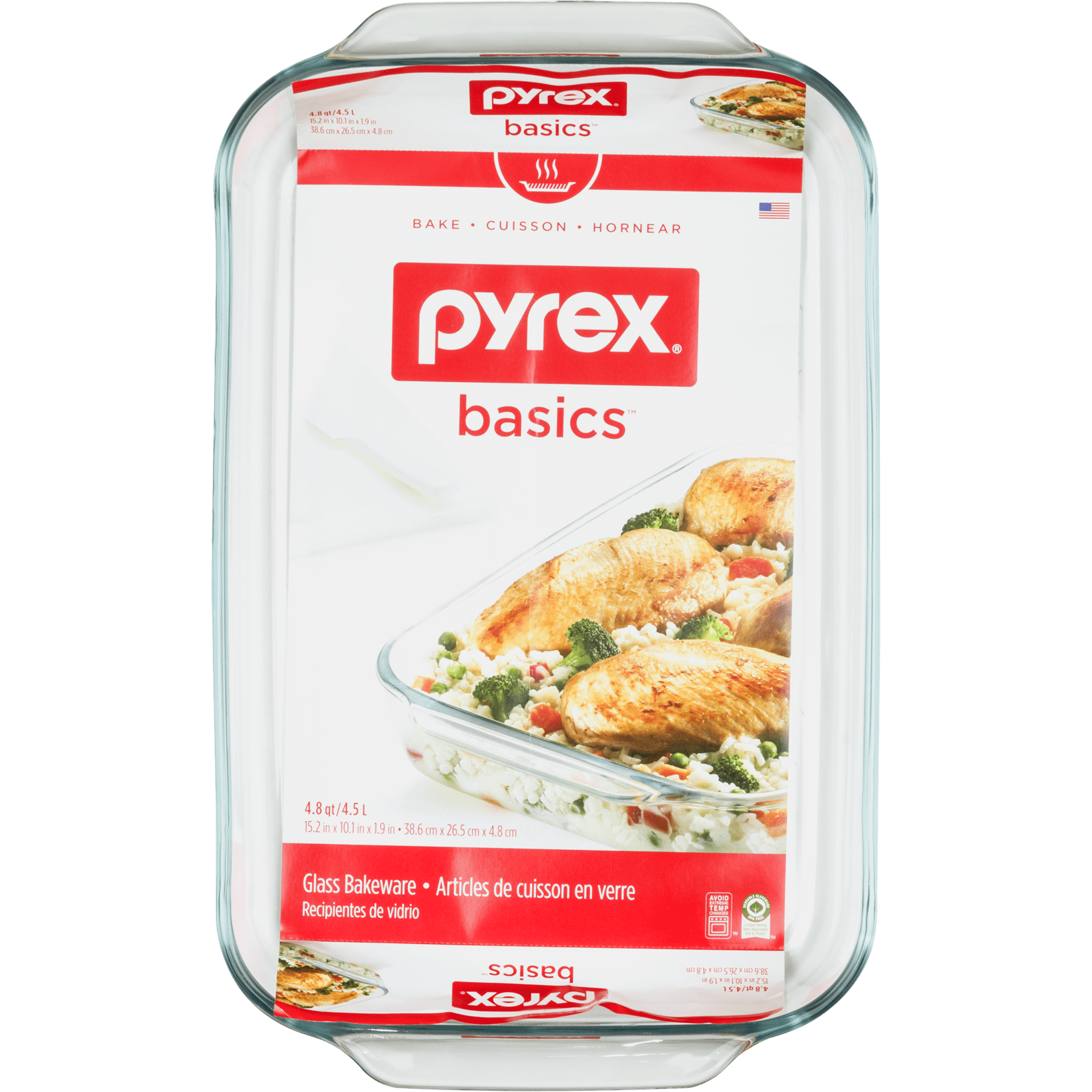 Pyrex Bakeware 4.8 Quart Oblong Baking Dish, Clear
