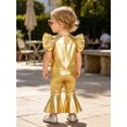 thumbnail image 7 of vastwit Toddler Girls Blouses Metallic Shirts Party Tops Ruffle Short Sleeve Tee Concert T-shirt Gold 18-24M, 7 of 7
