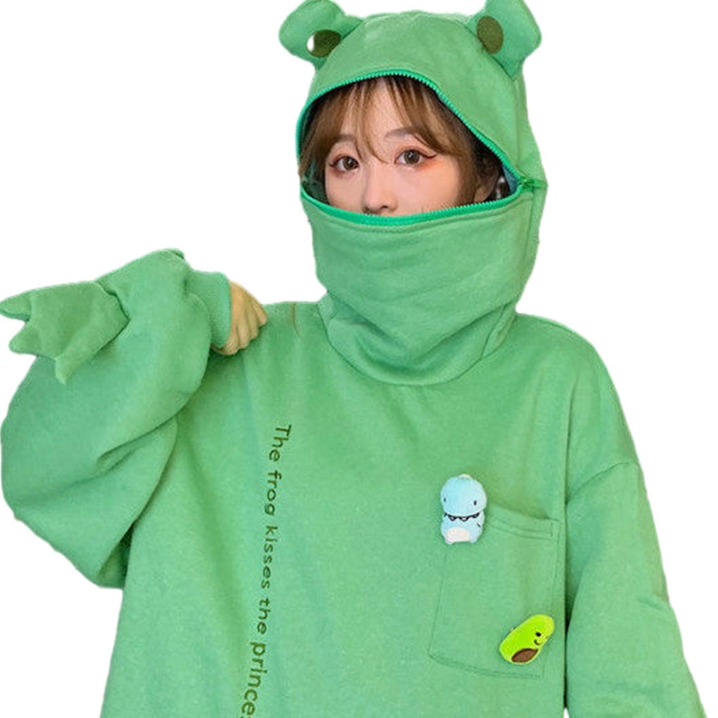 maskred Polyester Stay Cozy All Winter With Oversized Thick Sweatshirt Animal Shape Hoodie Animal Style green XL