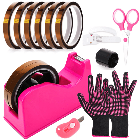 12 Pack Sublimation Heat Tape Dispenser Set with Resistant Gloves, Silicone Bumps, Mini Cutter Set, Weighted Desktop Dispenser for Heat Transfer