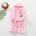 thumbnail image 2 of Boys Girls Kids Flannel Bathrobe,Soft Hooded Sleep Robe with Waist Tie,Cozy Cartoon Pattern,for Boys Girls 12 18 Months 2T 3T 4T 5T 8T,All-Season Loungewear Toddler Pajamas,Light Pink,Size 3-4T, 2 of 6