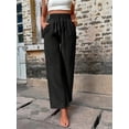thumbnail image 6 of Sexy Dance Pants for Women Elastic Waist Straight Wide Leg Palazzo Pant Casual Soft Bottoms Lounge Trousers with Pockets Black S, 6 of 9