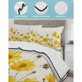 thumbnail image 4 of Quilts Full Size, Yellow Floral Bee Soft Comforter Bedding Set for Bed, Summer Watercolor Botanical Flower Lightweight Quilted Bedspread with Pillow Cover(2 Pieces) for All Season, 78x90 Inch, 4 of 6