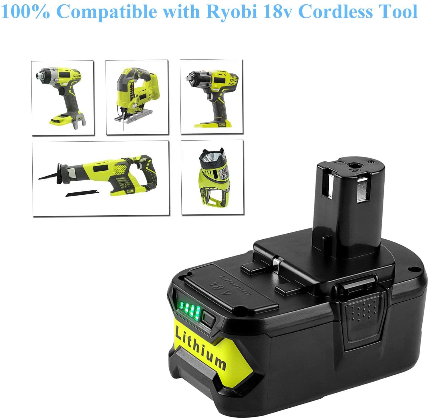 Ohyes Bat 18V 6000mAh Power Tool Battery, for Ryobi, 2 Pack