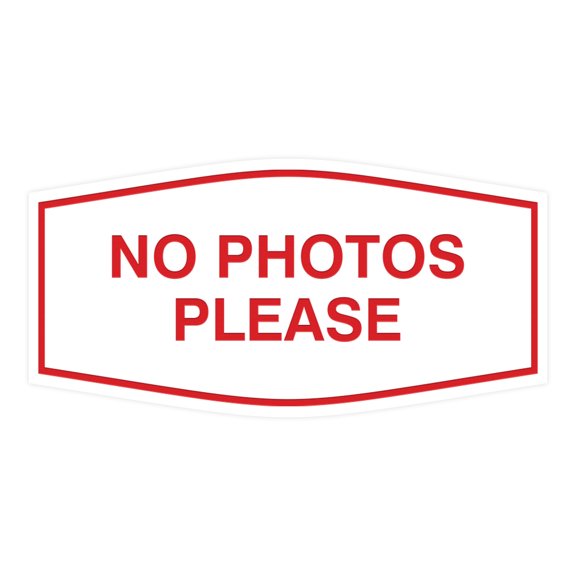 Signs ByLITA Fancy No Photos Please Sign (White/Red) - Large
