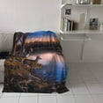 thumbnail image 4 of Reindeer Plush Throw Bed Blanket for Kids Adults Reindeer by the River Sunset Scene Super Soft Cozy Luxurious Blanket Lightweight Fleece Blankets for Couch Bed Sofa Warm All Season 40×50inch, 4 of 6
