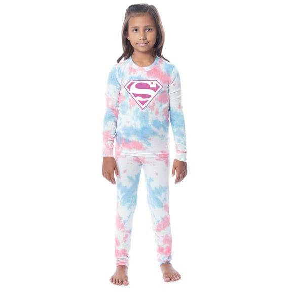 DC Comics Kids' Superman Girls Boys 2 Piece Tight Fit Youth Pajama Set