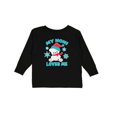

Inktastic Polar Bear My Noni Loves Me in Santa Hat with Snowflakes Gift Toddler Boy or Toddler Girl Long Sleeve T-Shirt