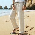 thumbnail image 2 of Straight Leg Pants for Men Elastic Waist Solid Color Relaxed Fit Long Pants for Beach for Travel & Lounging, 2 of 7