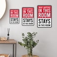 thumbnail image 2 of Portrait Round Plus What Happens In This Room Stays In This Room Wall or Door Sign | Easy Installation | Funny Novelty Imitation Warning Signs -Small, 2 of 6