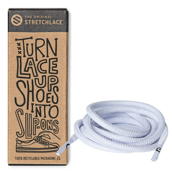 THE ORIGINAL Lacets Extensibles Lacets Élastiques Lacets Ronds Extensibles Blanc 45 Pouces" Pouces (114 cm)