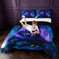 thumbnail image 3 of Manfei Cute Kawaii Dragon Animals Queen Comforter Set,Fantasy Wildlife Comforter Sets Queen,Blue,Black Reversible,3pcs,1 Comforter and 2 Pillowcases, 3 of 7