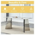 thumbnail image 5 of PORKISS Rectangular Dining Table for 4-6 People, Kitchen Table with Pandora Patterned Sintered Stone Top and Silver Stainless Steel Butterfly Legs, Scratch and Heat Resistant, White+Silver #2, 5 of 13