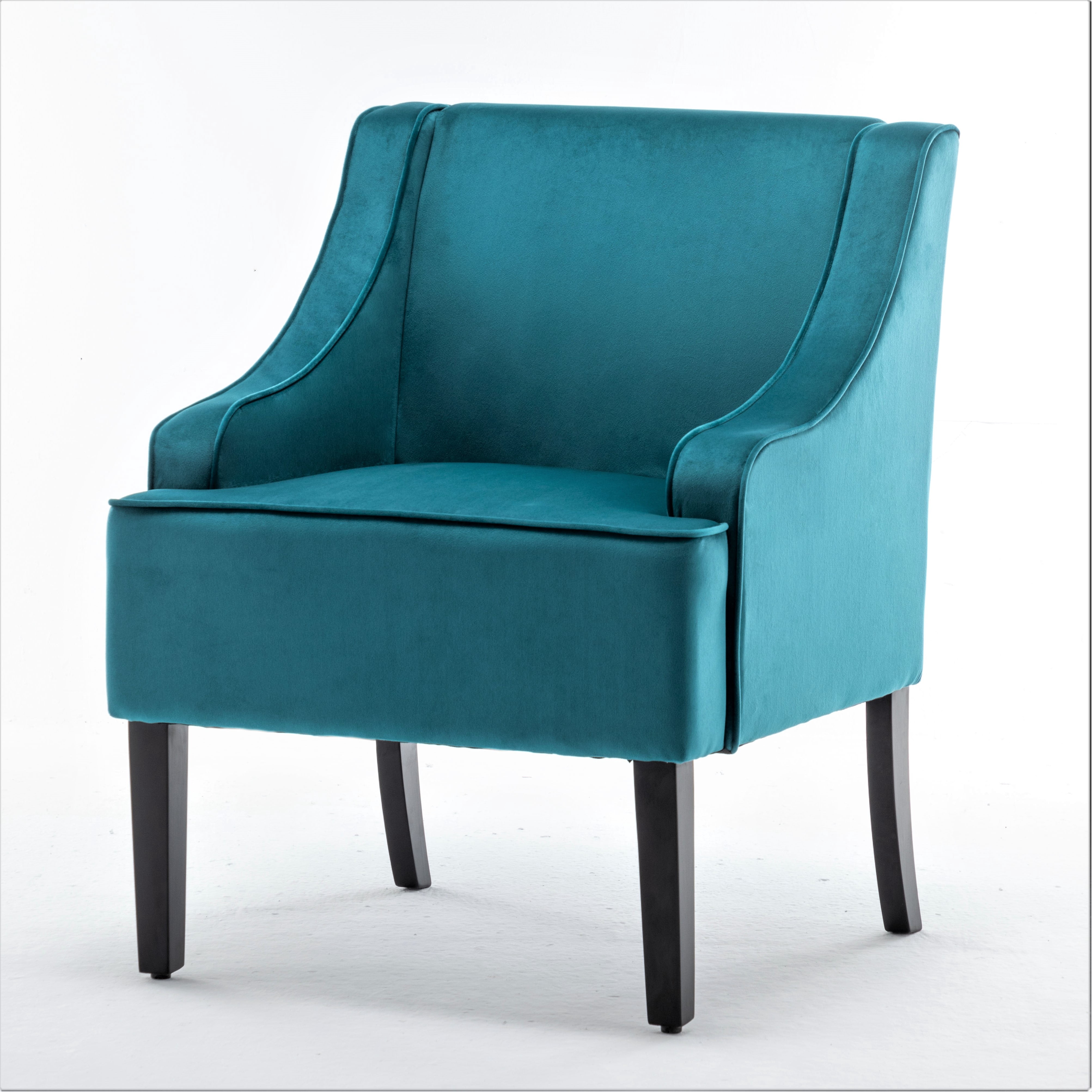 Uspridefurniture Correen 25" Wide Microfiber Accent Chair with Recessed Arms, Bluenish Green