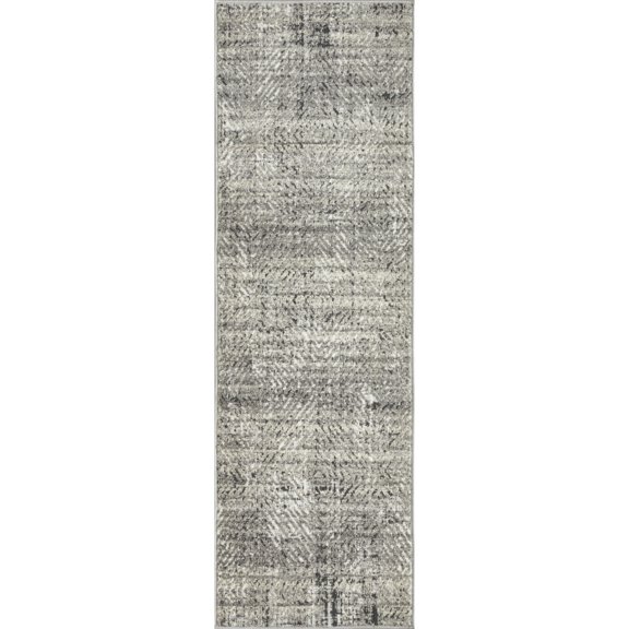 Loomaknoti Aysal Azebella 2' x 7' Gray Geometric Indoor Runner Rug