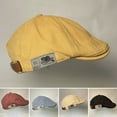 thumbnail image 2 of Men Beret British Vintage Solid Color Adjustable Men Hat for Shopping, 2 of 8
