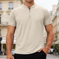 thumbnail image 2 of RMGVDSD Mens Henley Shirt Short Sleeve Polo Golf Shirts Stand Collar Casual Breathable Comfortable Summer Tops Textured Business Wear Basic Work Shirts, 2 of 4