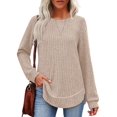 thumbnail image 3 of Tunic Tops for Women Loose Fit Dressy Long Sleeve Shirts Womens Sweaters Crew Neck Fall Clothing Brown XL, 3 of 6