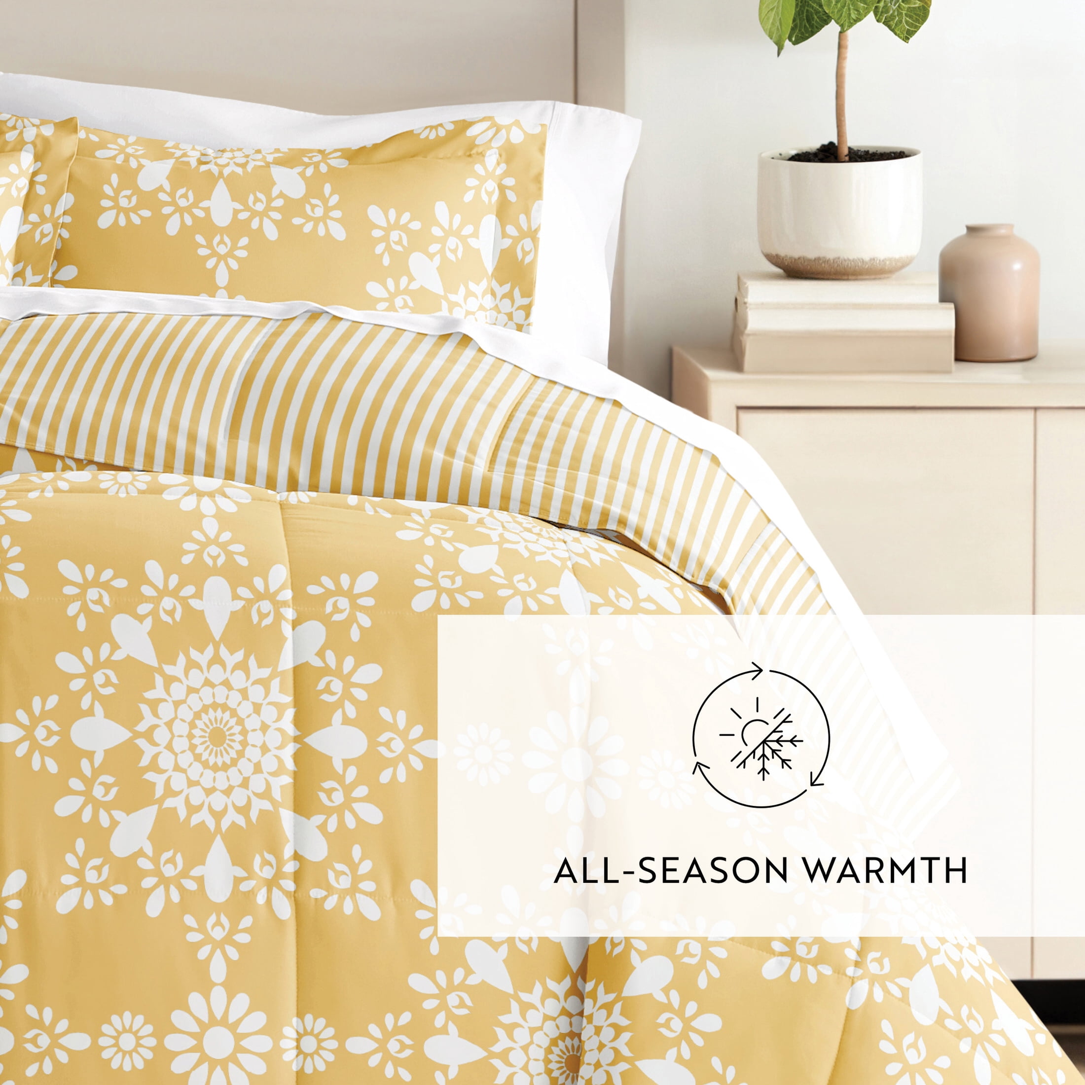 All Season Ultra Soft Comforter Set Lightweight Bedding in Daisy Floral for King/Cal King by Comfort Canopy