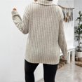 thumbnail image 4 of Summer Sweaters for Women V Neck Collared Long Sleeve Knit Tops Plus Size Curved Hem Pullover Sweater Trendy Lightweight Casual Loose Fit Top Beige 2XL, 4 of 6
