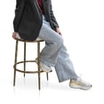 thumbnail image 2 of Lalia Modern Upholstered Backless Counter Height Bar Stool with Metal Frame, Matte Gold, 2 of 9