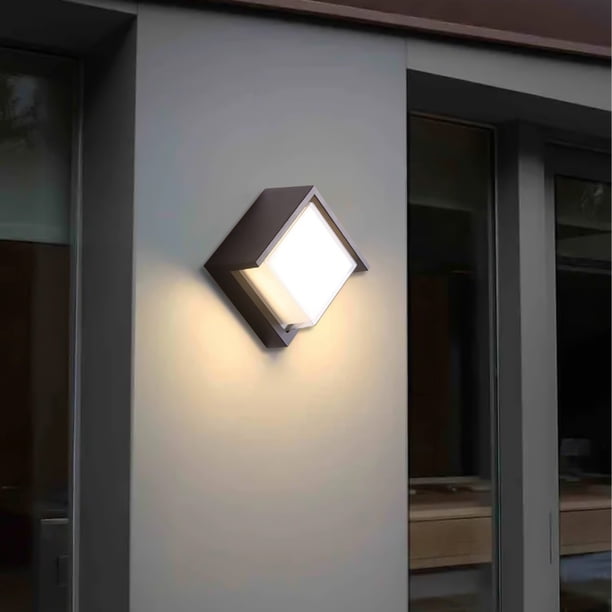 Aplique de pared exterior negro | Lámpara de pared LED IP65 impermeable | Lámpara de aluminio para porche exterior, ideal para interiores y exteriores