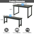 thumbnail image 6 of PORKISS Kitchen Table with 2 Benches, 3 Piece Dining Table Set, Dining Table with Metal Frame Faux Marble Table Top, Black, 6 of 11