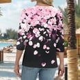 thumbnail image 5 of Cutuoiiu Women's Summer V Neck 3/4 Sleeve Casual Elegant T-Shirts Gifts, 5 of 6