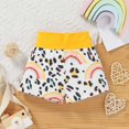thumbnail image 3 of Gibobby Mameluco niña Traje de pantalones para niñas pequeñas Manga corta Cuello redondo Estampado de leopardo Tops Pantalones cortos de verano(Amarillo, 6-9 Meses), 3 of 5