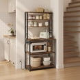 thumbnail image 2 of LEDREM 31.5" Bakers Rack with Power Outlet, 6-Tier Kitchen Shelves with Adjustable Shelf & Hooks, Microwave Stand, Rustic Brown and Black, 2 of 5