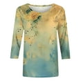 thumbnail image 5 of Nrmvnmi Womens 3/4 Length Sleeve Cotton Tops Casual Floral Print Round Neck Summer Tops Loose Fit Elastic and Lightweight Blouse For Women, 5 of 5