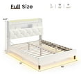 thumbnail image 3 of Full Size Bed Frame with LED Light and Charging Station and Storage Headboard,2 Drawers & Storage Shelves, Velvet Upholstered Platform Bed Frame,Beige, 3 of 9