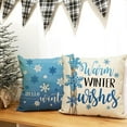 thumbnail image 4 of Hello Winter Snowflake Decorative Throw Pillow Covers 18x18 Set of 4, Warm Winter Wishes Shake Your Hakes Blue Cushion Case Decor, Let It Snow Christmas Holiday Seasonal Home Decoration PC, 4 of 5