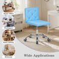 thumbnail image 4 of VECELO PU Leather Armless Office Chair with Wide Seat, Adjustable Height Mid-Back Task Chair, 360° Rolling Swivel Vanity Chair for Home Office,Blue, 4 of 9