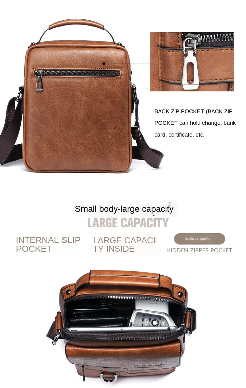 WEIXIER Men's Bag Cross-Body Bag Business Casual Vertical Type Travel Bag Shoulder Bag (Black)