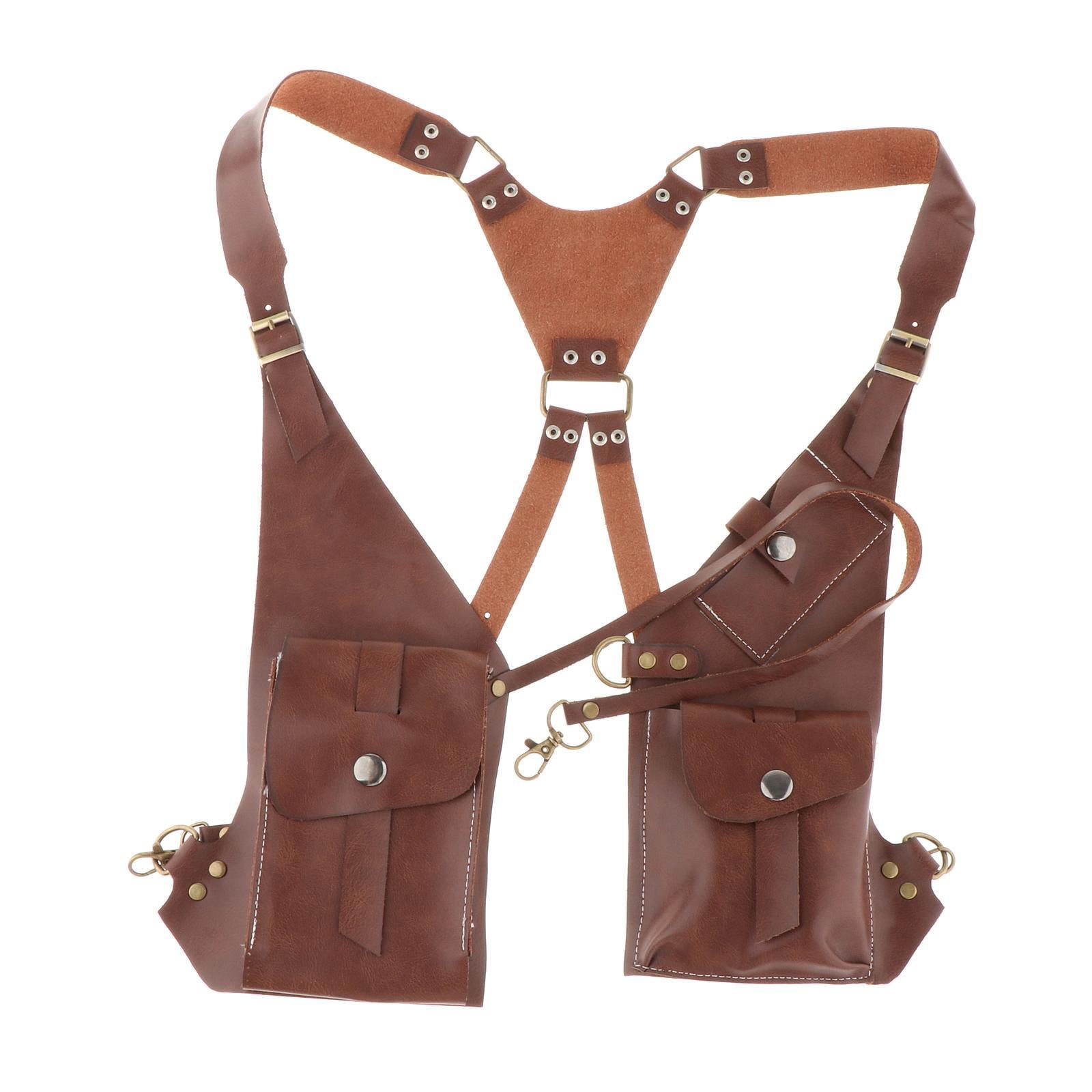 Abbraccia Steampunk Shoulder Harness Pouch Wear Resistant Wallet Bag for Motorcycling Street Deep Brown