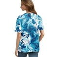 thumbnail image 3 of NAMTYQX Women's Summer Tops Womens Tops Summer Fashion Patterns Stretch Loose Fit Womens Graphic T Shirts Blue Size S, 3 of 4